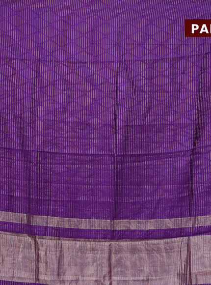 Semi chanderi saree violet and teal blue with allover zari weaves and zari woven & gotapatti lace work border