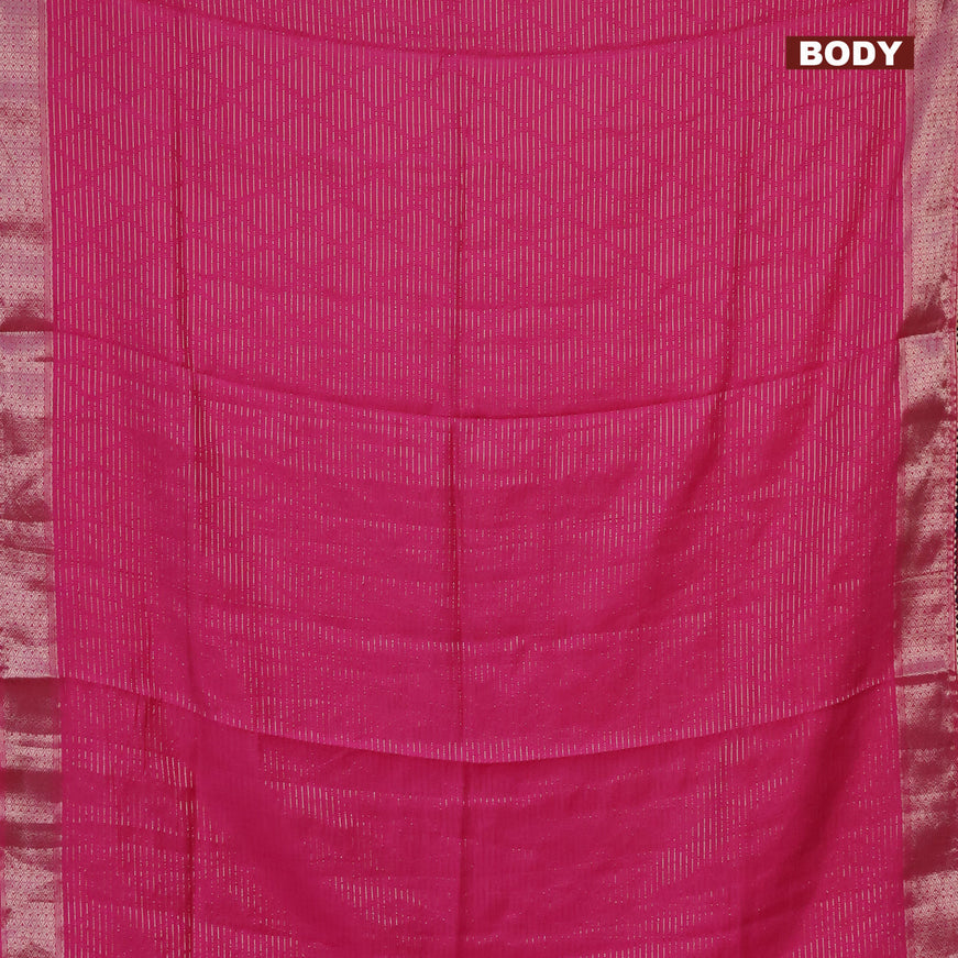 Semi chanderi saree pink and peacock blue with allover zari weaves and zari woven & gotapatti lace work border