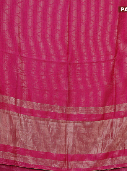 Semi chanderi saree pink and peacock blue with allover zari weaves and zari woven & gotapatti lace work border