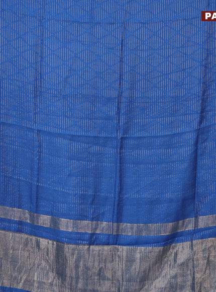 Semi chanderi saree cs blue and pink with allover zari weaves and zari woven & gotapatti lace work border