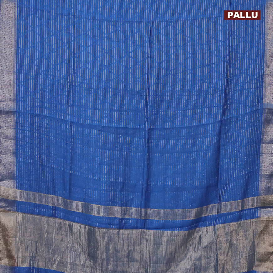 Semi chanderi saree cs blue and pink with allover zari weaves and zari woven & gotapatti lace work border