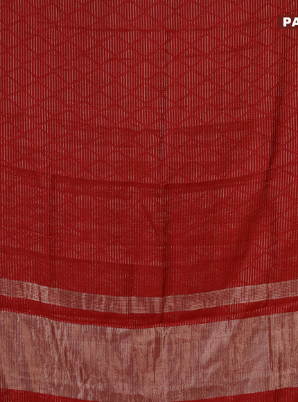 Semi chanderi saree red and black with allover zari weaves and zari woven & gotapatti lace work border