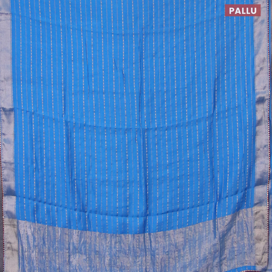 Semi chanderi saree cs blue and purple with allover zari weaves and zari woven & gotapatti lace work border