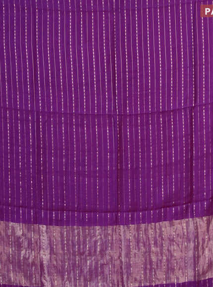 Semi chanderi saree purple and cs blue with allover zari weaves and zari woven & gotapatti lace work border