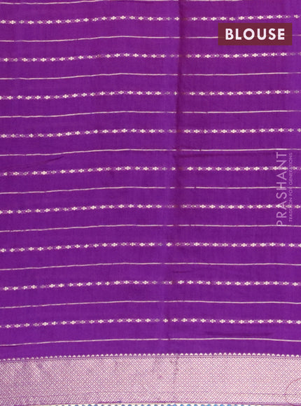 Semi chanderi saree purple and cs blue with allover zari weaves and zari woven & gotapatti lace work border