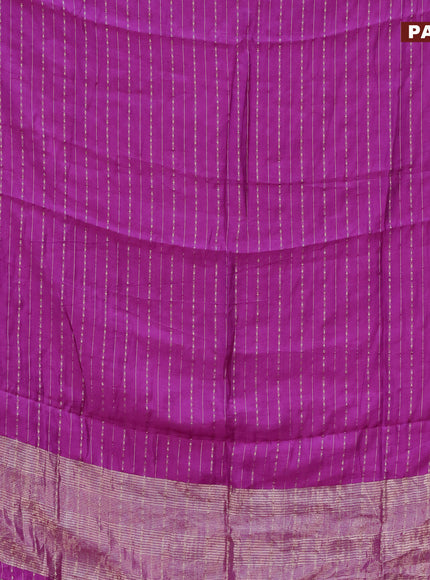 Semi chanderi saree purple and teal green with allover zari weaves and zari woven & gotapatti lace work border