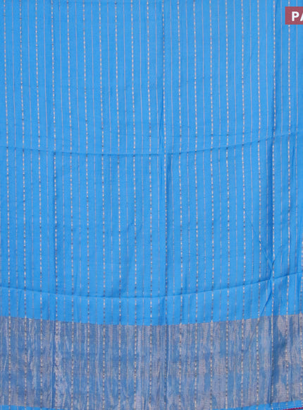 Semi chanderi saree light blue and pink with allover zari weaves and zari woven & gotapatti lace work border