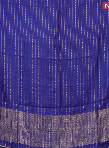 Semi chanderi saree blue and yellow with allover zari weaves and zari woven & gotapatti lace work border