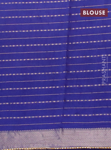 Semi chanderi saree blue and yellow with allover zari weaves and zari woven & gotapatti lace work border