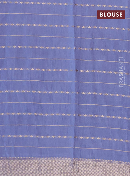 Semi chanderi saree pastel blue and maroon with allover zari weaves and zari woven & gotapatti lace work border