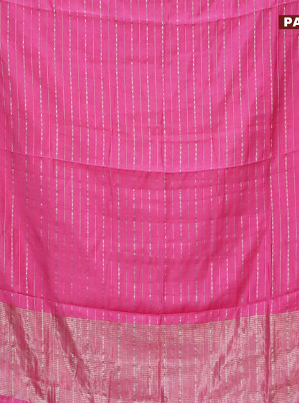 Semi chanderi saree pink and pastel green with allover zari weaves and zari woven & gotapatti lace work border