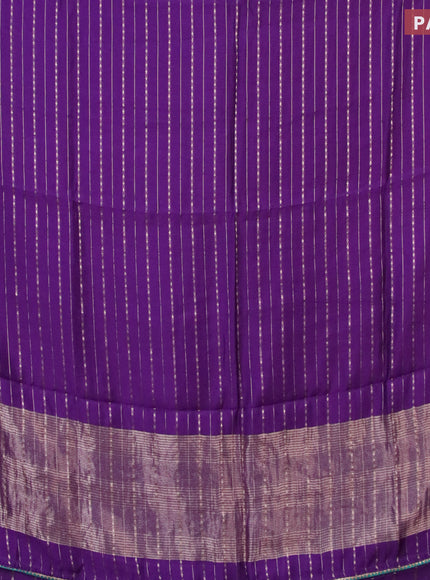 Semi chanderi saree violet and teal green with allover zari weaves and zari woven & gotapatti lace work border