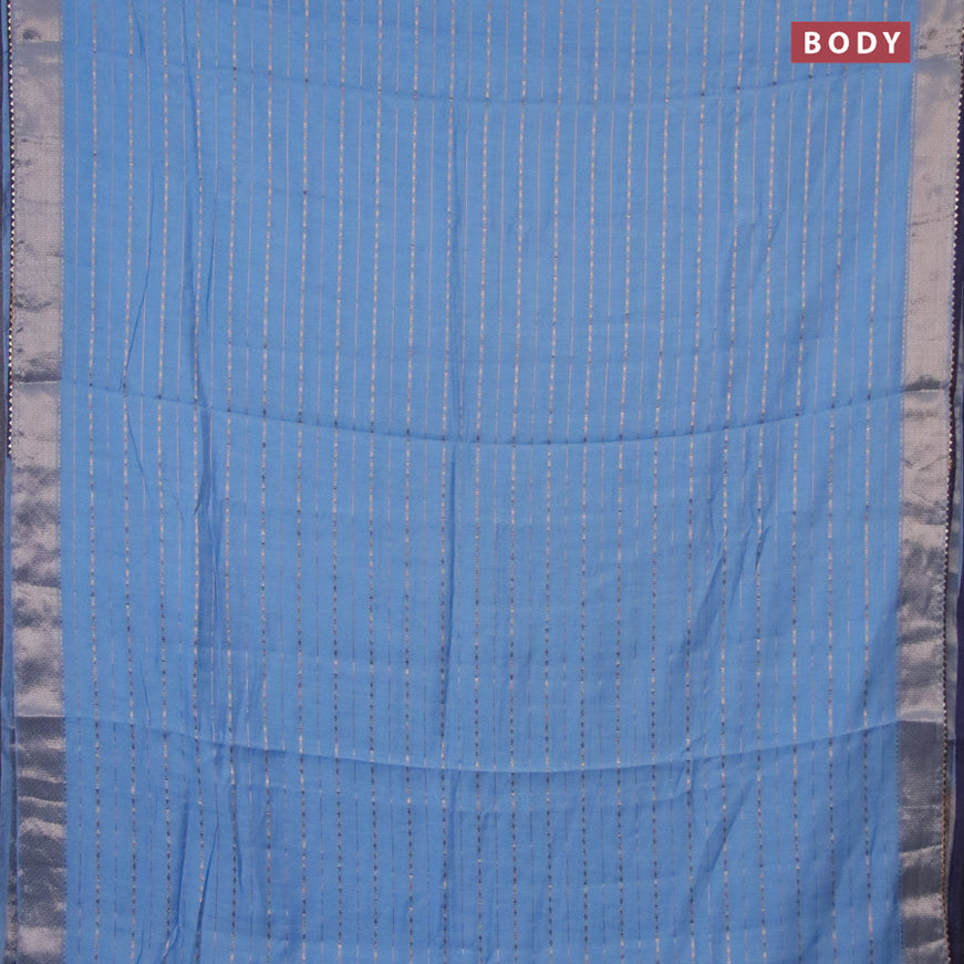 Semi chanderi saree light blue and blue with allover zari weaves and zari woven & gotapatti lace work border