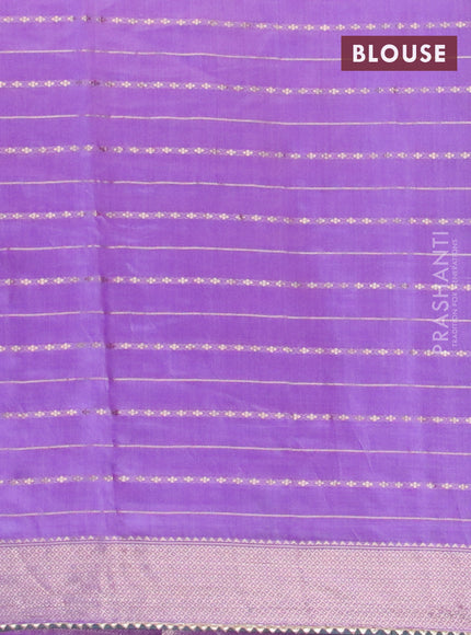 Semi chanderi saree lavender shade and green with allover zari weaves and zari woven & gotapatti lace work border