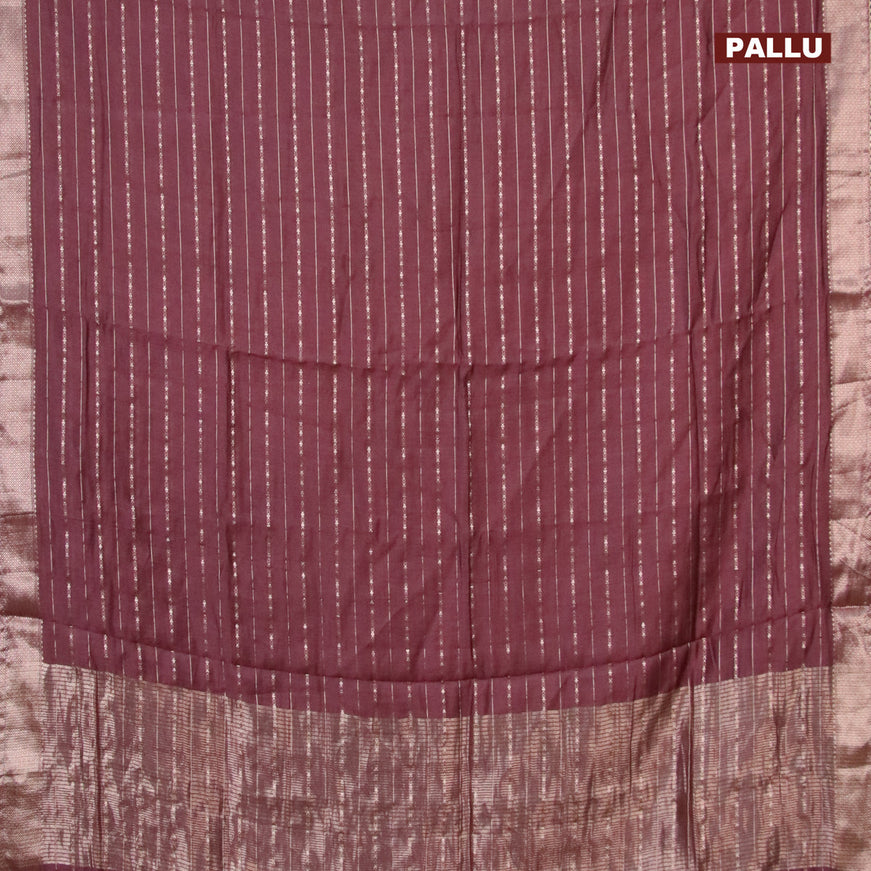 Semi chanderi saree brown and green with allover zari weaves and zari woven & gotapatti lace work border