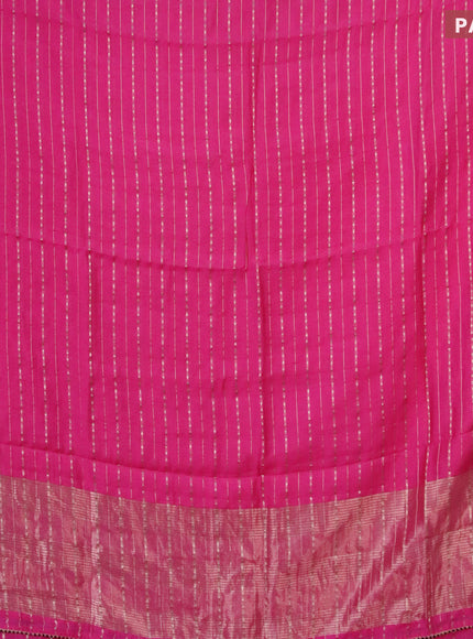 Semi chanderi saree pink and purple with allover zari weaves and zari woven & gotapatti lace work border