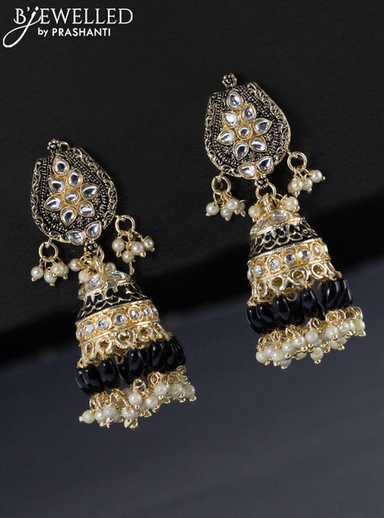 Fashion dangler black jhumka with pearls & beads hangings