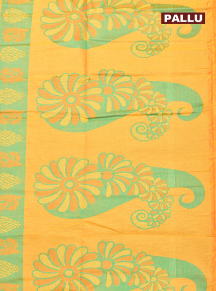 Coimbatore Cotton Yellow Emboss Saree with Thread Woven Border