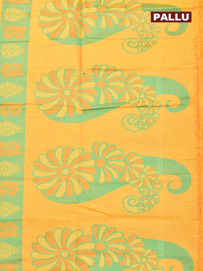 Coimbatore Cotton Yellow Emboss Saree with Thread Woven Border