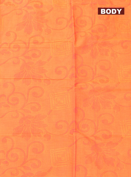 Coimbatore Cotton Orange Emboss Saree with Thread Woven Border