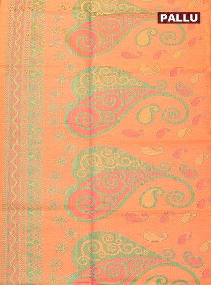 Coimbatore Cotton Orange Emboss Saree with Thread Woven Border