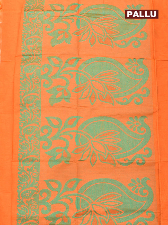 Coimbatore Cotton Orange Emboss Saree with Thread Woven Border