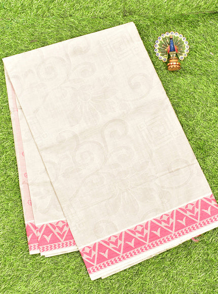 Coimbatore Cotton Grey Emboss Saree with Thread Woven Border