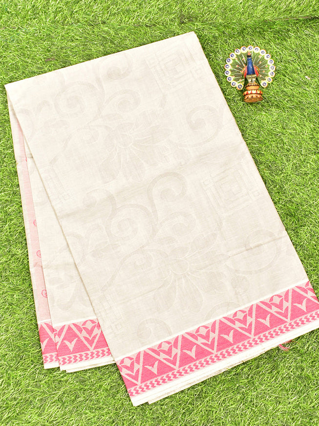 Coimbatore Cotton Grey Emboss Saree with Thread Woven Border