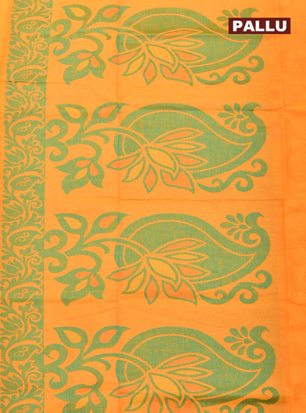 Coimbatore Cotton Orange Butta Saree with Thread Woven Border