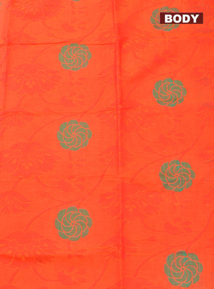 Coimbatore Cotton Dark Orange Butta Saree with Thread Woven Border