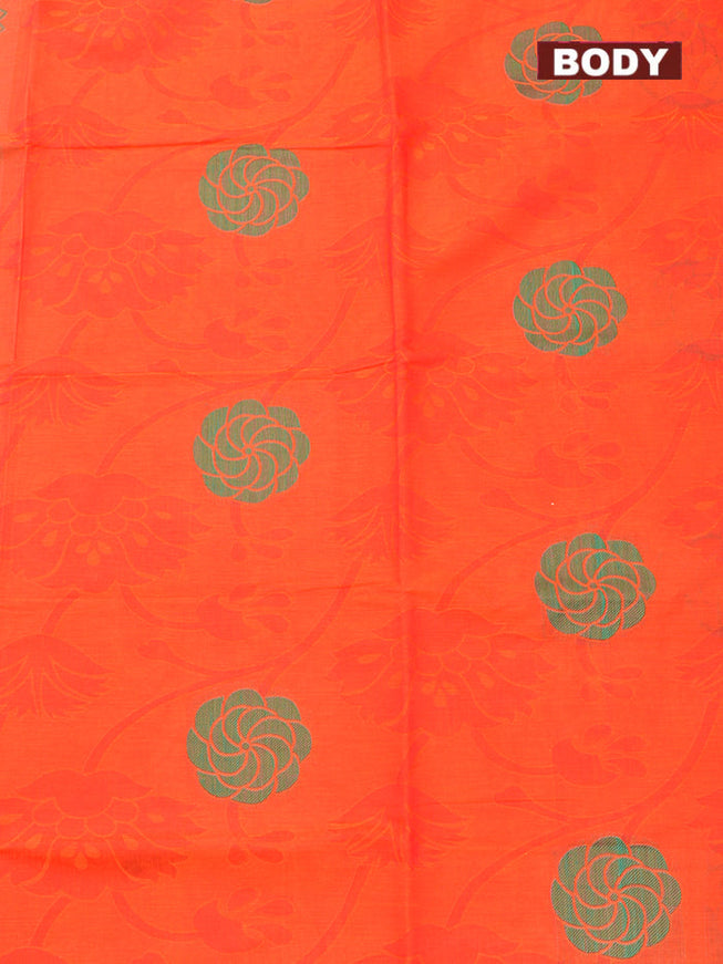 Coimbatore Cotton Dark Orange Butta Saree with Thread Woven Border