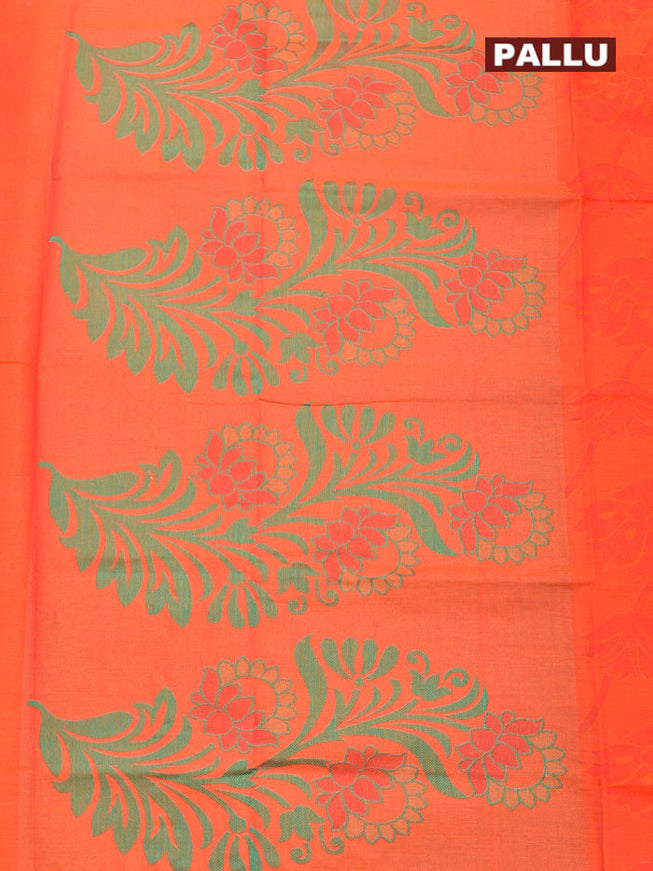 Coimbatore Cotton Dark Orange Butta Saree with Thread Woven Border