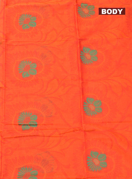 Coimbatore Cotton Orange Butta Saree with Thread Woven Border