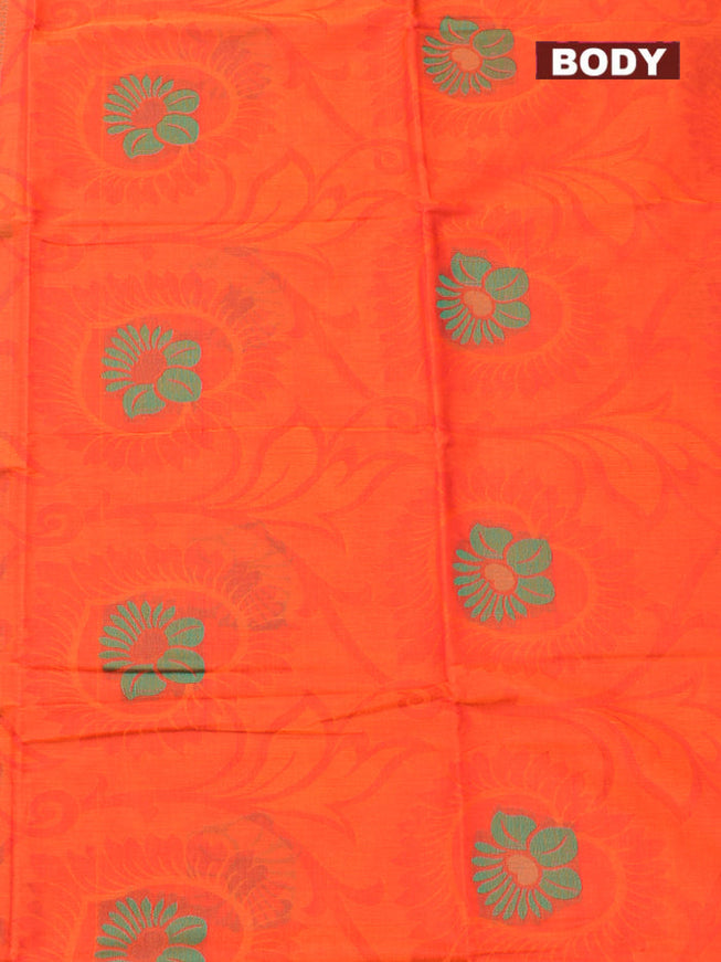 Coimbatore Cotton Orange Butta Saree with Thread Woven Border