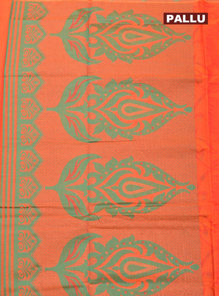 Coimbatore Cotton Orange Butta Saree with Thread Woven Border