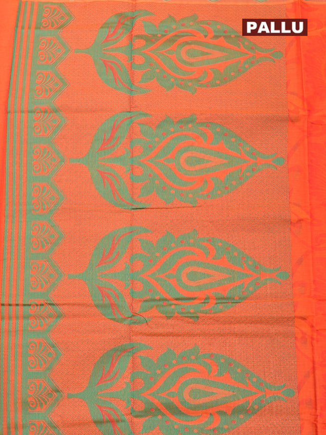 Coimbatore Cotton Orange Butta Saree with Thread Woven Border