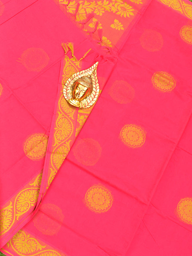 Coimbatore Cotton Red Butta Saree with Thread Woven Border