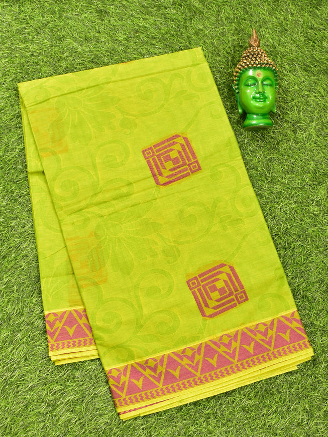 Coimbatore Cotton Light Green Butta Saree with Thread Woven Border