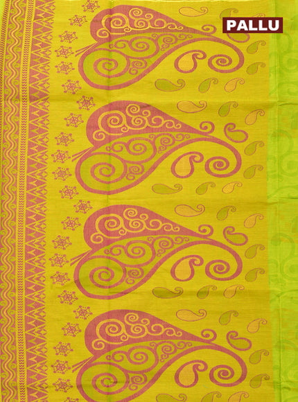 Coimbatore Cotton Light Green Butta Saree with Thread Woven Border