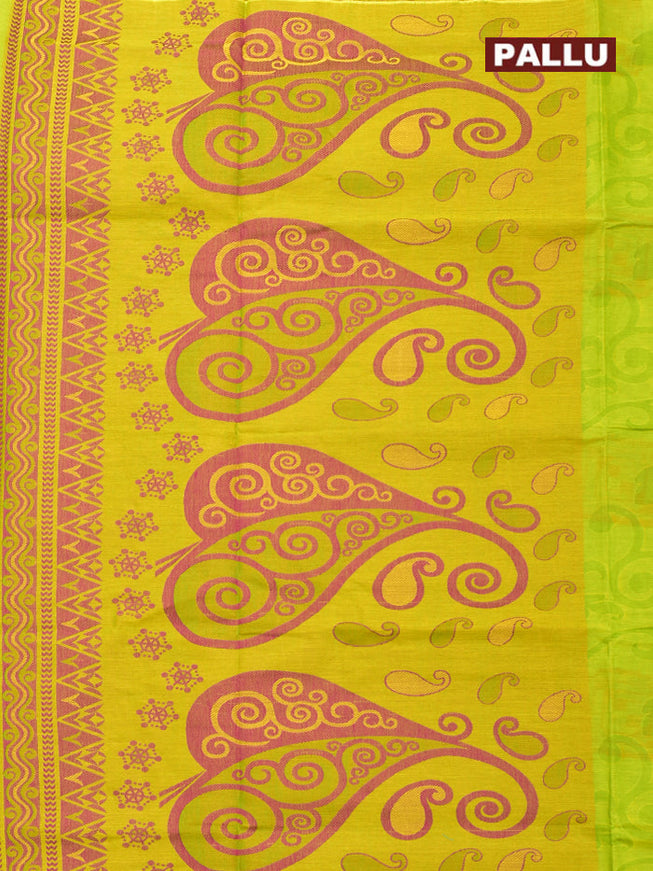 Coimbatore Cotton Light Green Butta Saree with Thread Woven Border