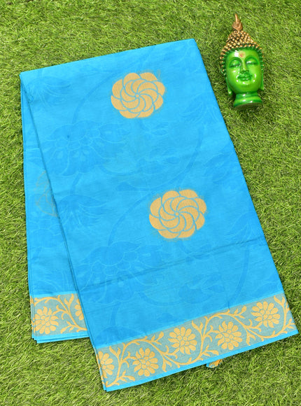 Coimbatore Cotton Blue Butta Saree with Thread Woven Border