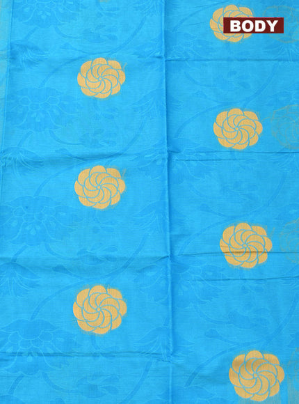 Coimbatore Cotton Blue Butta Saree with Thread Woven Border