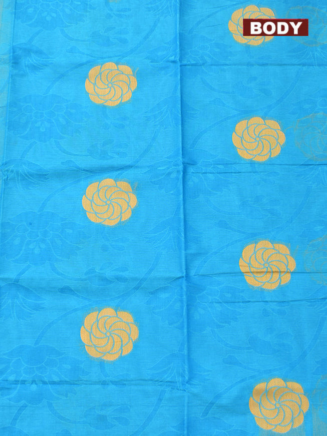 Coimbatore Cotton Blue Butta Saree with Thread Woven Border