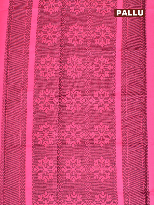 Coimbatore Cotton Dark Pink Butta Saree with Plain Border