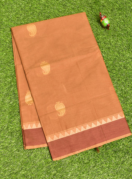 Coimbatore Cotton Brown Butta Saree with Plain Border