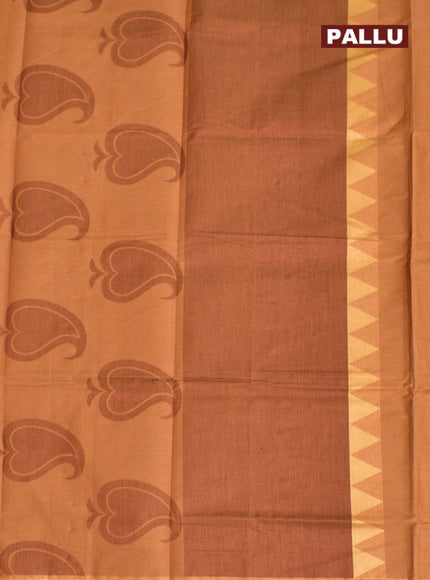 Coimbatore Cotton Brown Butta Saree with Plain Border