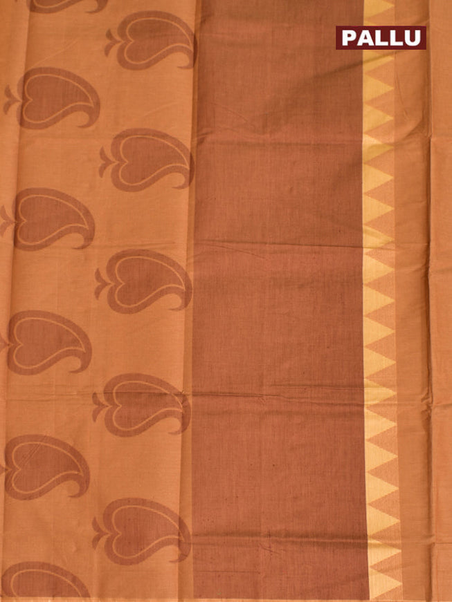 Coimbatore Cotton Brown Butta Saree with Plain Border