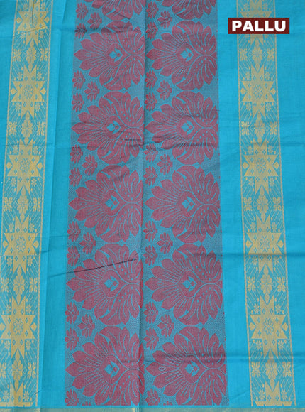 Coimbatore Cotton Blue Butta Saree with Plain Border