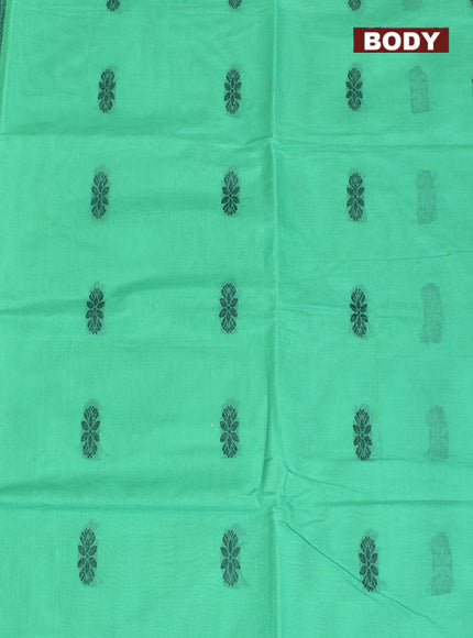 Coimbatore Cotton Rama Green Butta Saree with Plain Border