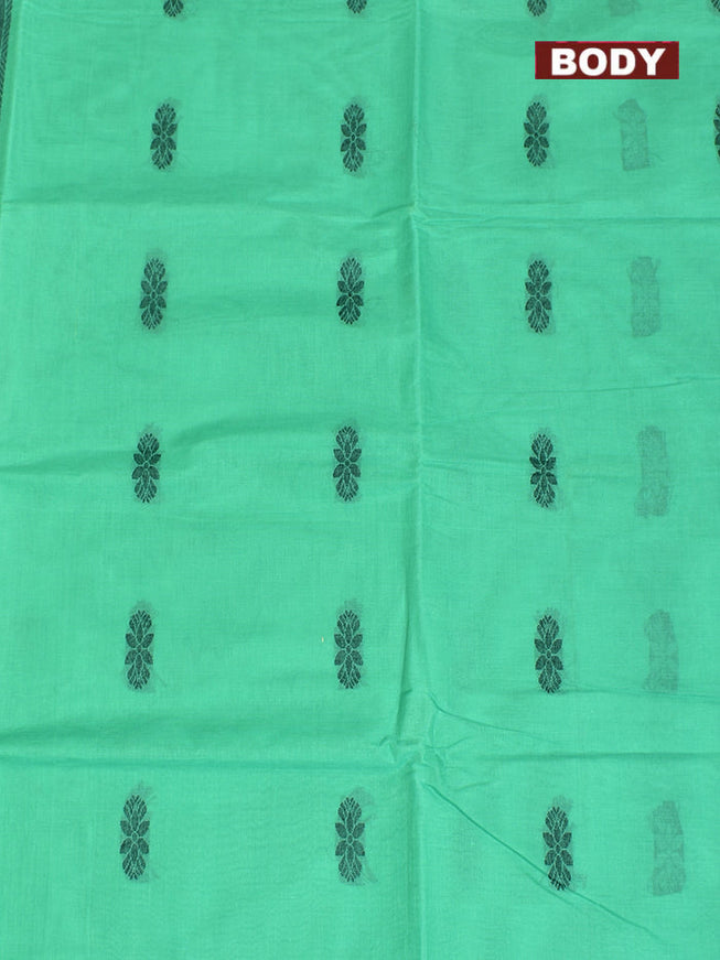 Coimbatore Cotton Rama Green Butta Saree with Plain Border